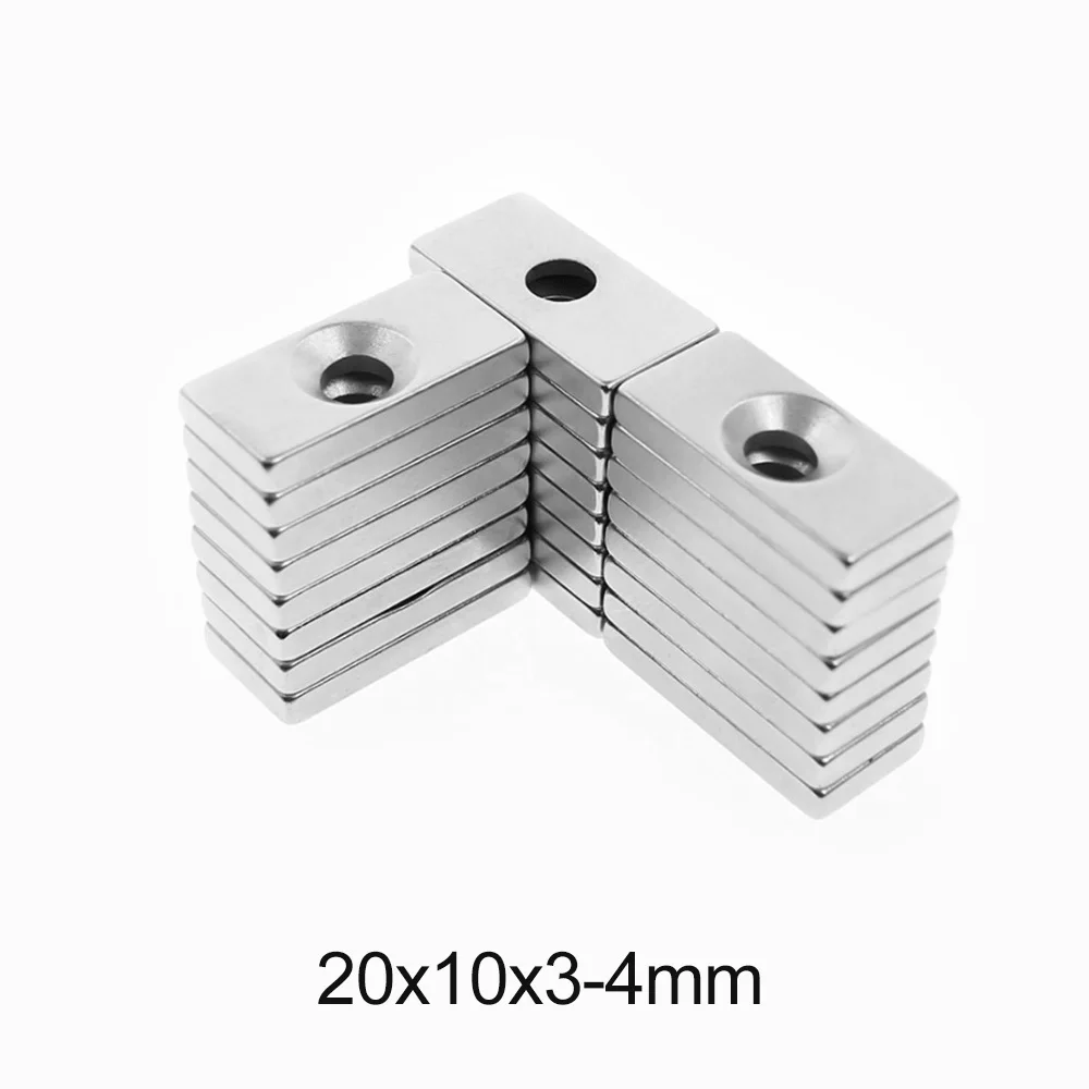 5~100PCS 20x10x3-4 Block Powerful Magnet 4mm Sheet Magnet With Hole 20x10x3-4mm Strong Permanent NdFeB Magnets 20*10*3-4 mm