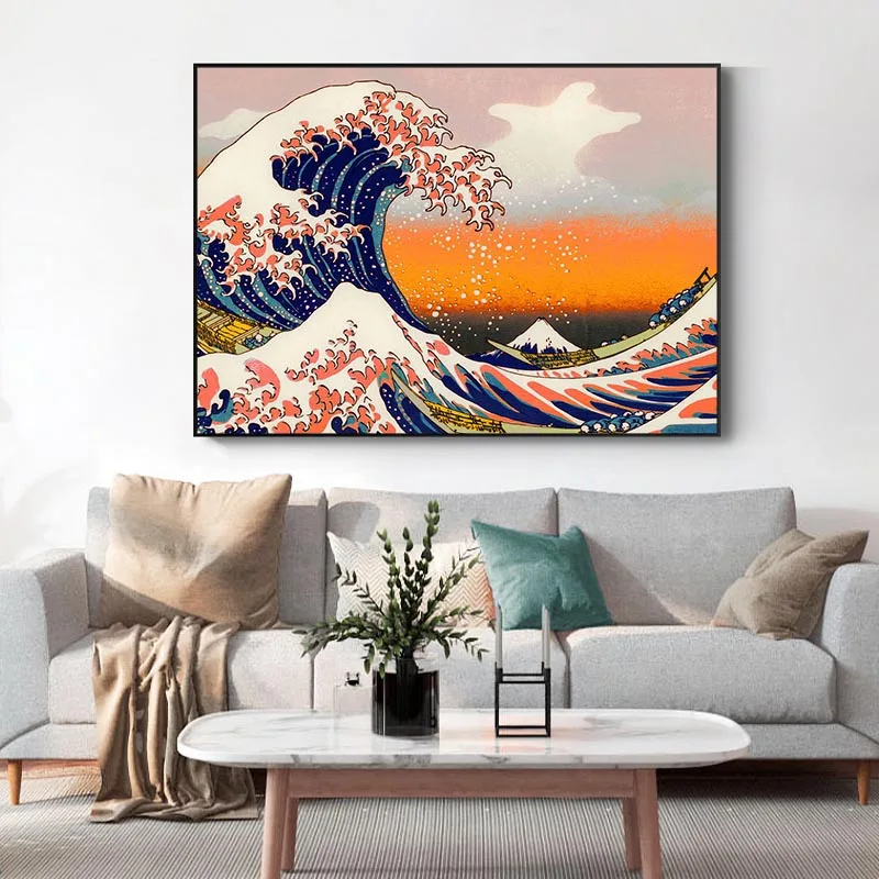 

The Great Wave of Kanagawa Canvas Paintings Japanese Famous Landscape Posters Wall Art Hanging Pictures Modern Home Decoration