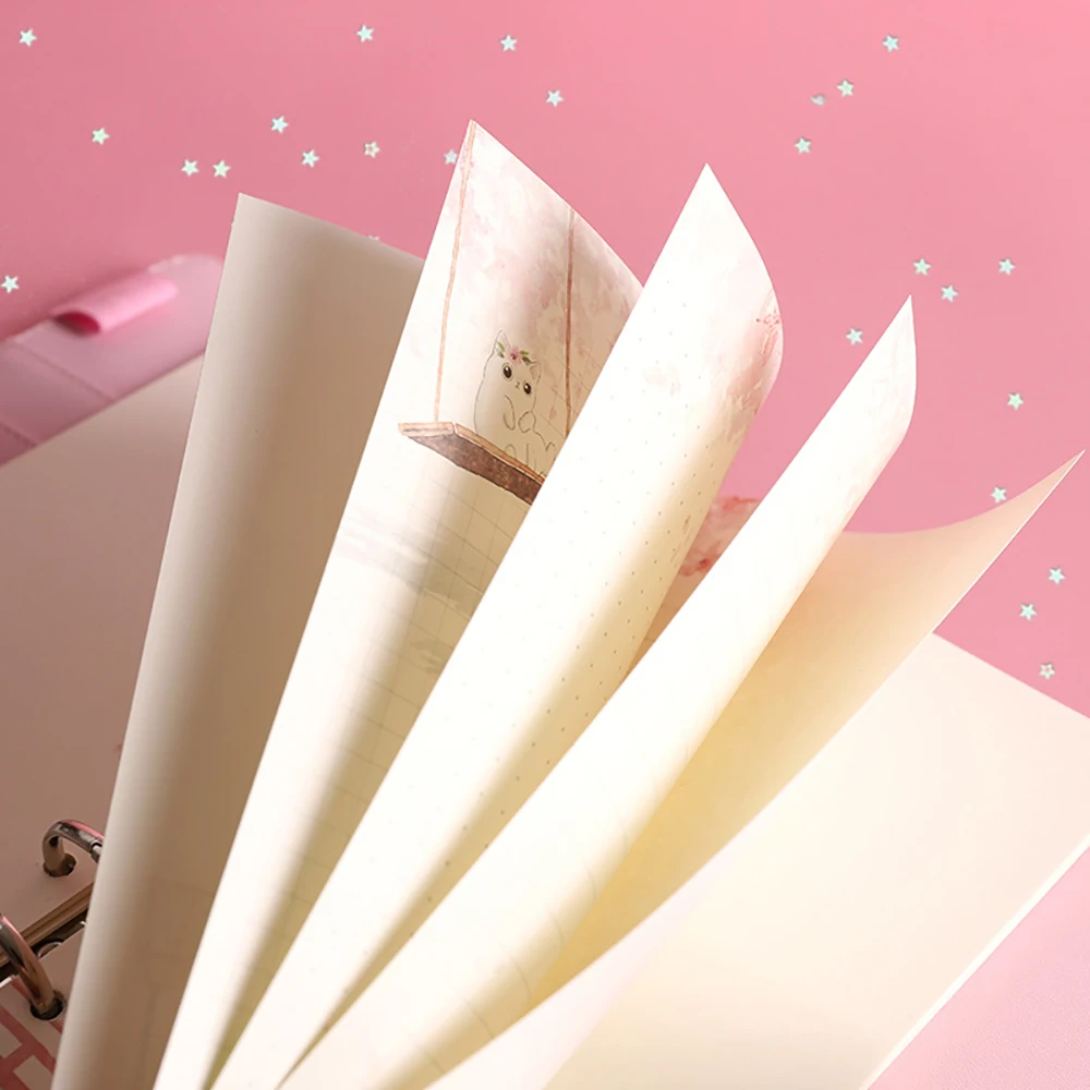 A6 Cute Pink Loose Leaf Notebook Refill Spiral Binder Planner Inner Page Inside Paper Dairy Plan To do Line Dot Grid