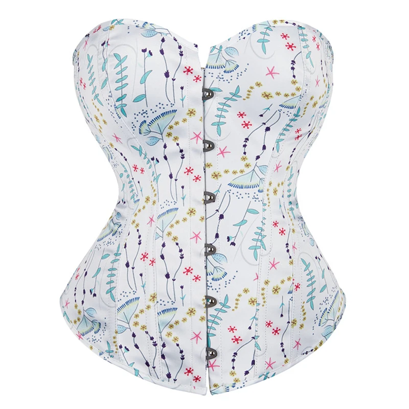 

Women Sexy Shapewear White Printing Strapless Chest Push Up Waist Corset Top Waist Trainer Body Shaper Bustier Slimming Clothes