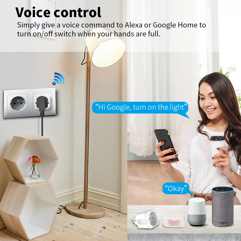 WENHIOT Zigbee 3.0 Smart Socket EU Plug 16A Tuya Smart Home Automation Monitor Timer electronic Outlet Support Google Home Alexa