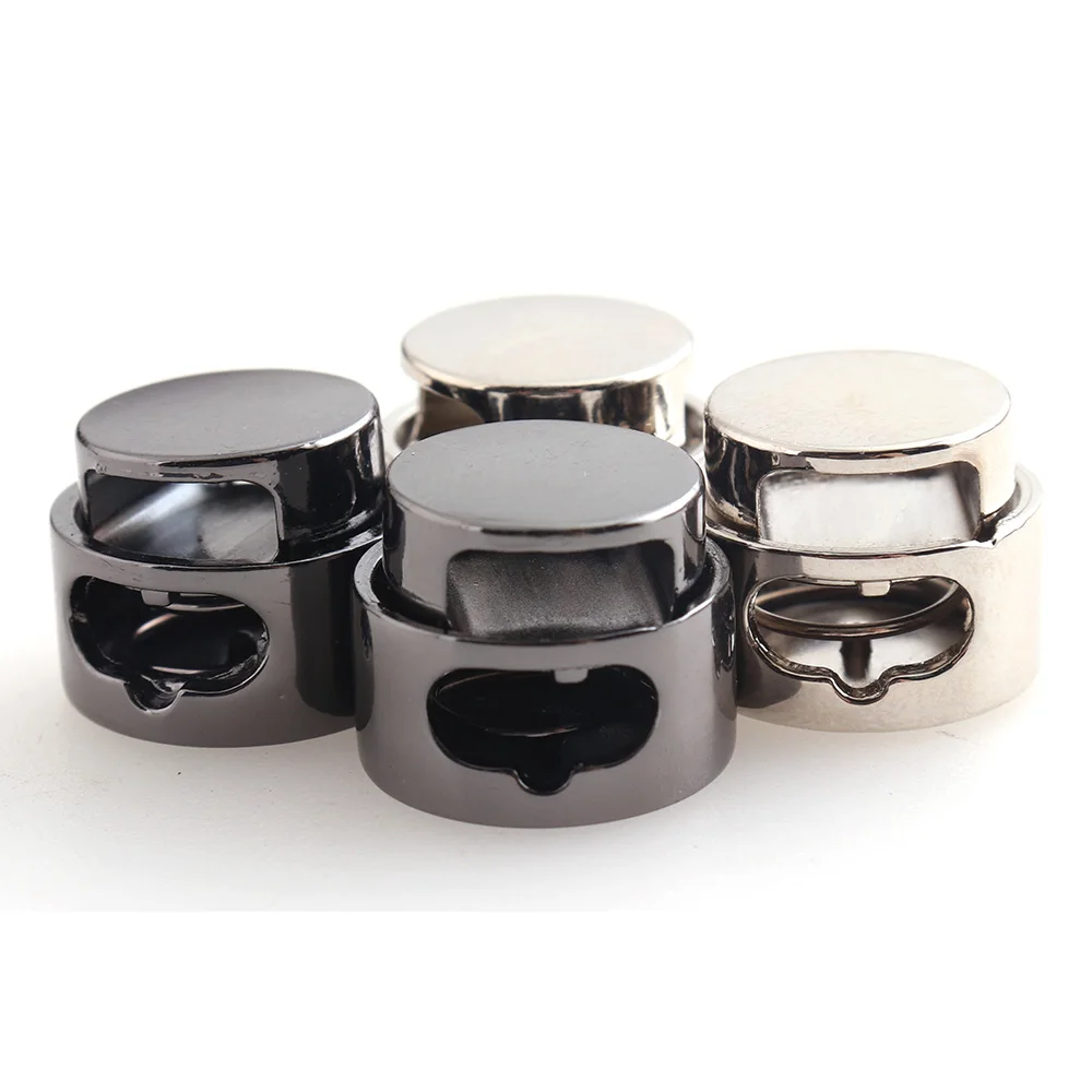 Round Cord Locks gunmetal/sliver cord stopper spring buckles elastic cord toggle metal toggle double hole buckle face mask locks