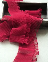 2M 10CM di larghezza squisito rosso rosa nastro di pizzo tessuto elastico volant colletto cucito abbigliamento gonna copricapo decorazione Guipure