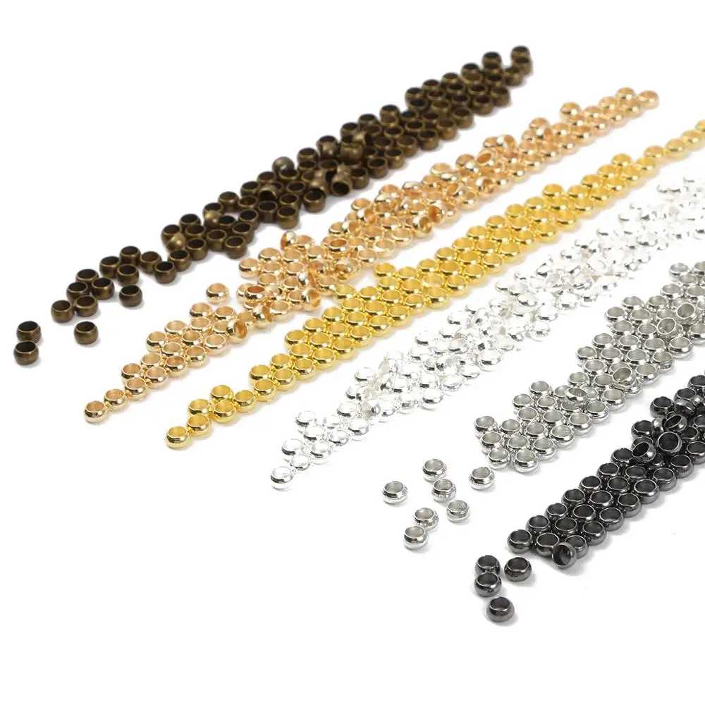 100-500pcs/lot Gold Silver Copper Ball Crimp End Beads 1.5-4mm Stopper Spacer Beads Diy For Jewelry Making Findings Supplies