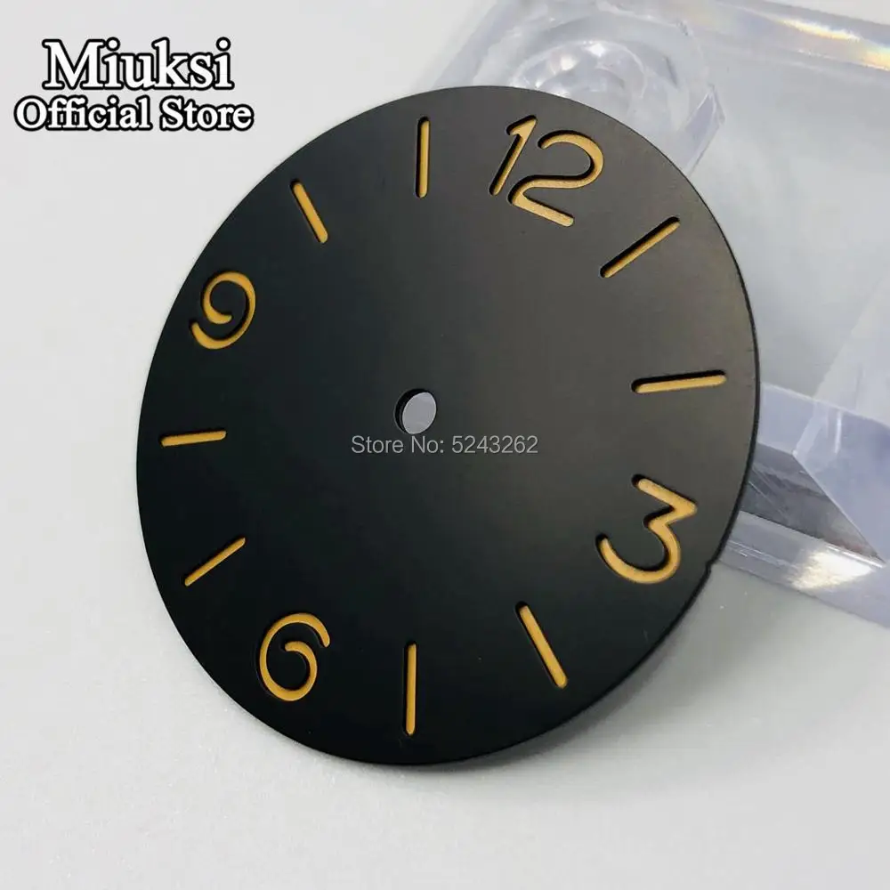 Miuksi 38.8mm black blue orange sandwich sterile watch dial luminous dial fit ETA 6497/6498 movement