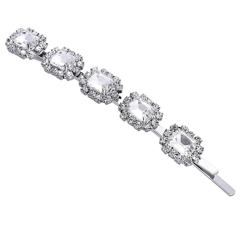 simple luxurious clear crystal and rhinestone hair clip barrette for girls women diamante hair jewelry