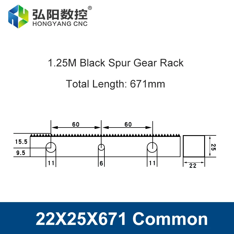 1.25 Mod Spur Track Rack 22X25 671mm con 1.25 MOD Set di ingranaggi a pignone in acciaio metallico per macchine utensili CNC Router Macchine per la lavorazione del legno