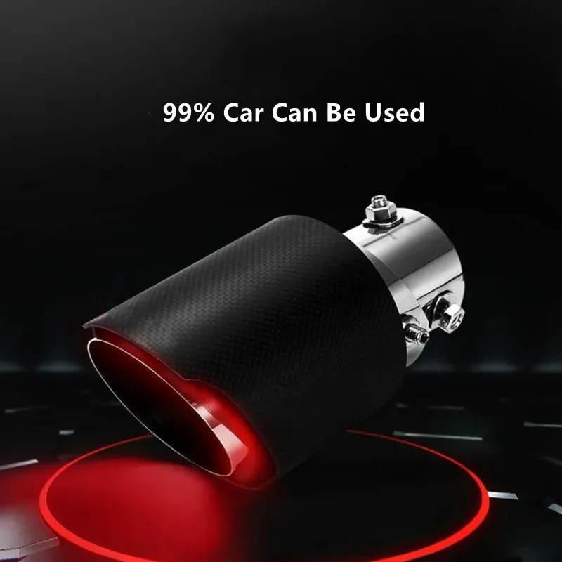 Universal Car LED Exhaust Muffler Tip Pipe Red/Blue Light Flaming Straight Car Modified Single Outlet Exhaust Pipe Tail Throat