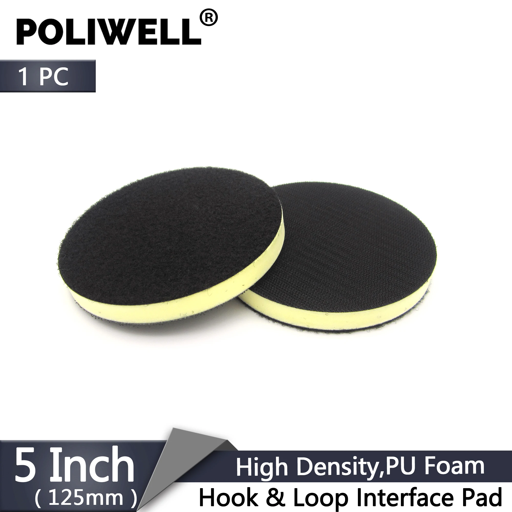 

POLIWELL 1PC 5 Inch PU Surface Protection Interface Pad Hook and Loop Sanding Disc Backing Buffer Pads for Power Rotary Tools