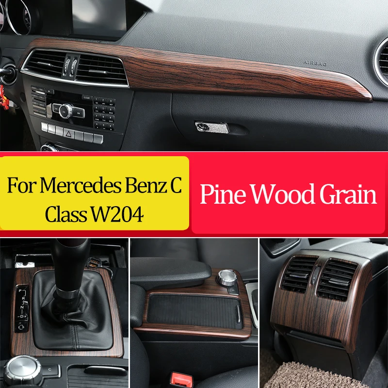 Pine Wood Grain For Mercedes Benz C Class W204 C180 C200 2007-2013 Car Interior Decoration Stickers Car Accessories