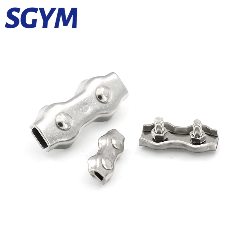 2pcs 2mm 3mm 4mm 5mm 6mm Clip 304 Stainless Steel Wire Rope double Grip  Cable Clamps Caliper