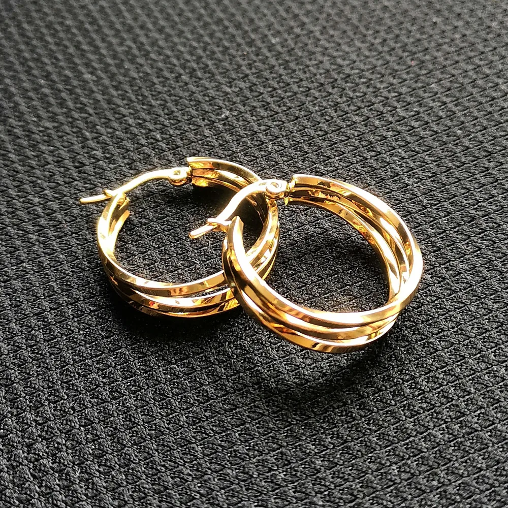 Gold-color Plated Hoop Earrings 316 L Stainless Steel No Easy Fade Allergy Free New Arrived Brief Style