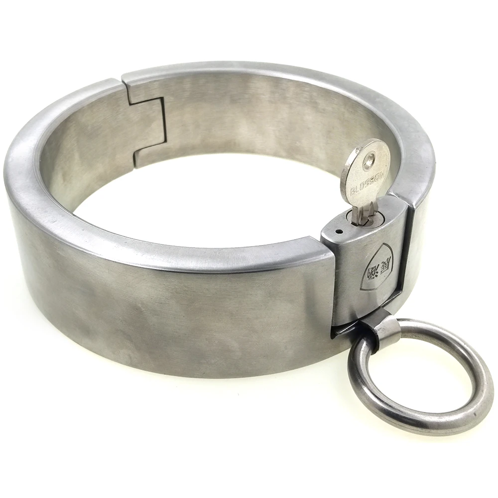 40mm height stainless steel padlock collar fetish wear restraints set Steel choker body Jewelry Lockable Choker