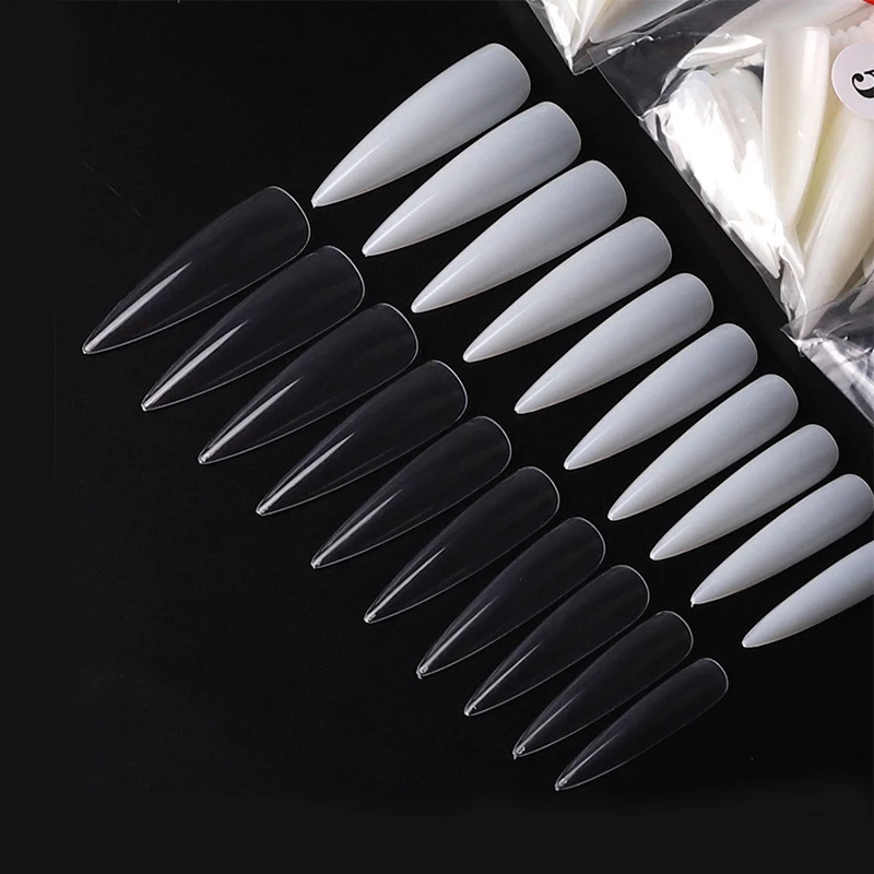 500 Stück Vollabdeckende Kunstgel-Verlängerungsnagelspitzen Stiletto-Coffin-Design Falsche Nagelspitzen für DIY-Maniküre-Zubehör – Detail 6