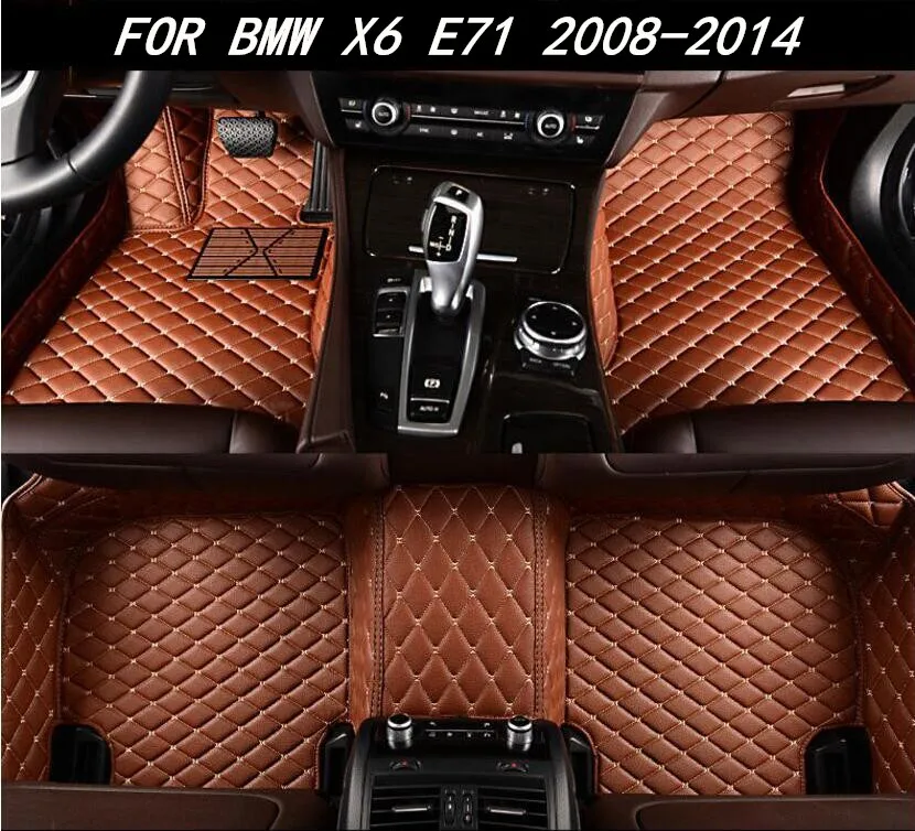 Car 3D Luxury Leather Car Floor Mats Fits For BMW X6 E71 2008 2009 2010 2011 2012 2013 2014 EMS Free shipping