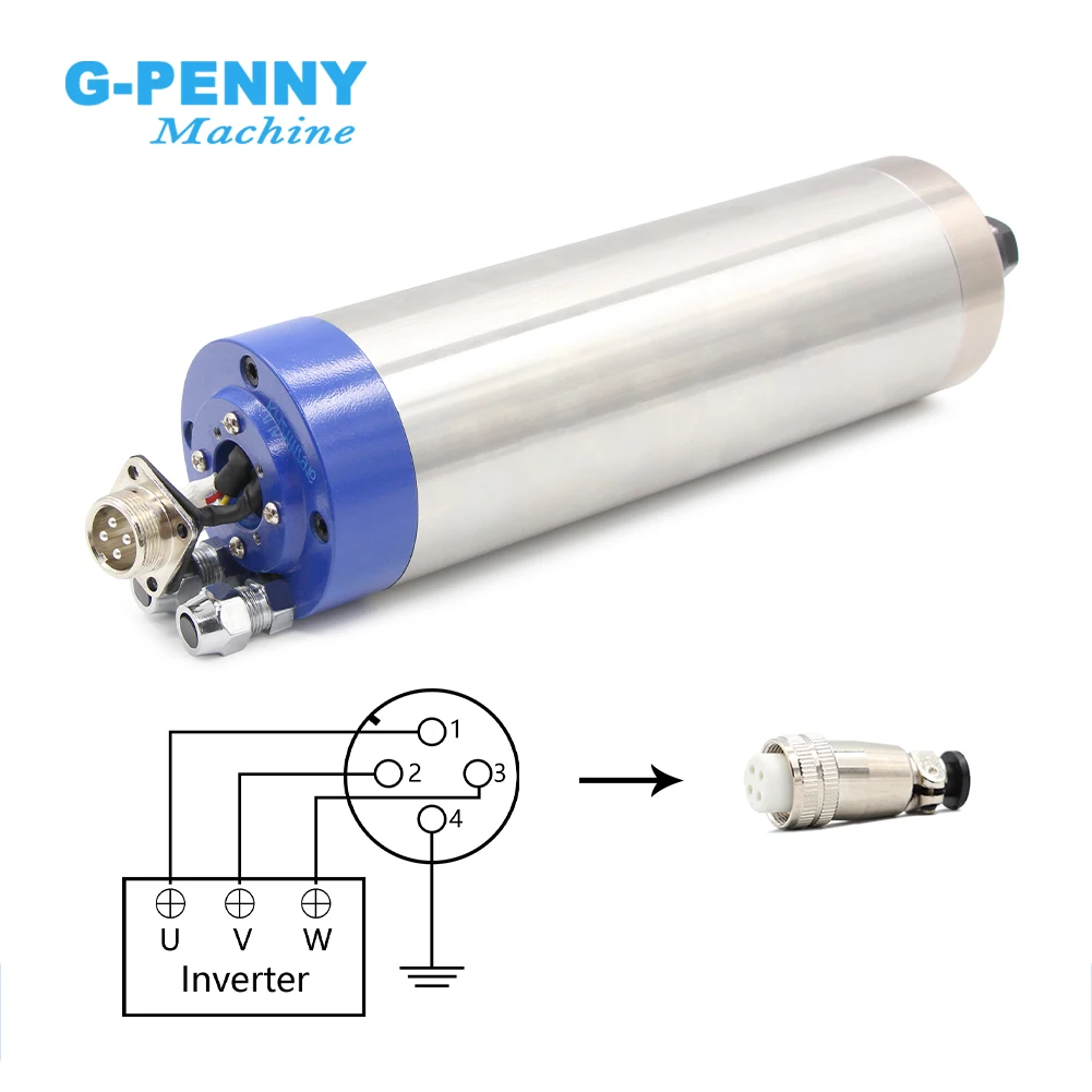 G-Penny D=65mm 1.5kw ER11 Water Cooled Spindle Motor 400Hz 24000rpm 4pcs Bearings Wood Aluminium Working Spindle For CNC Router