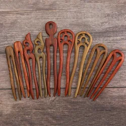 Hand-Carved Wooden Hair Fork Clips Sticks Chinese Hairpins for Bride Noiva Wedding Hair Styling Headpieces