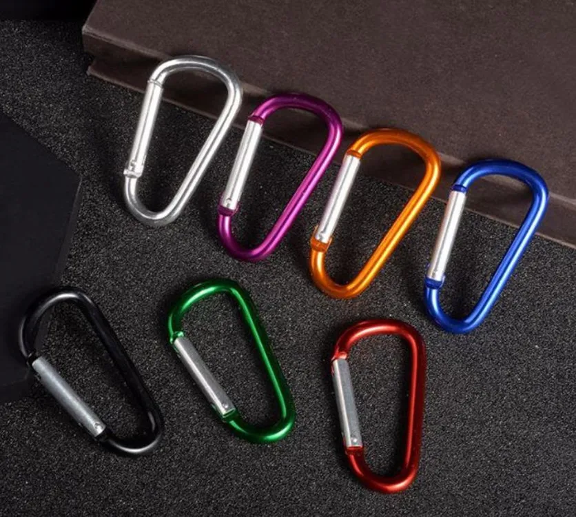 10PCS Aluminum Carabiner Key Chain Clip Outdoor Camping Keyring Snap Hook Water Bottle Buckle Travel Kit Climbing Accessories