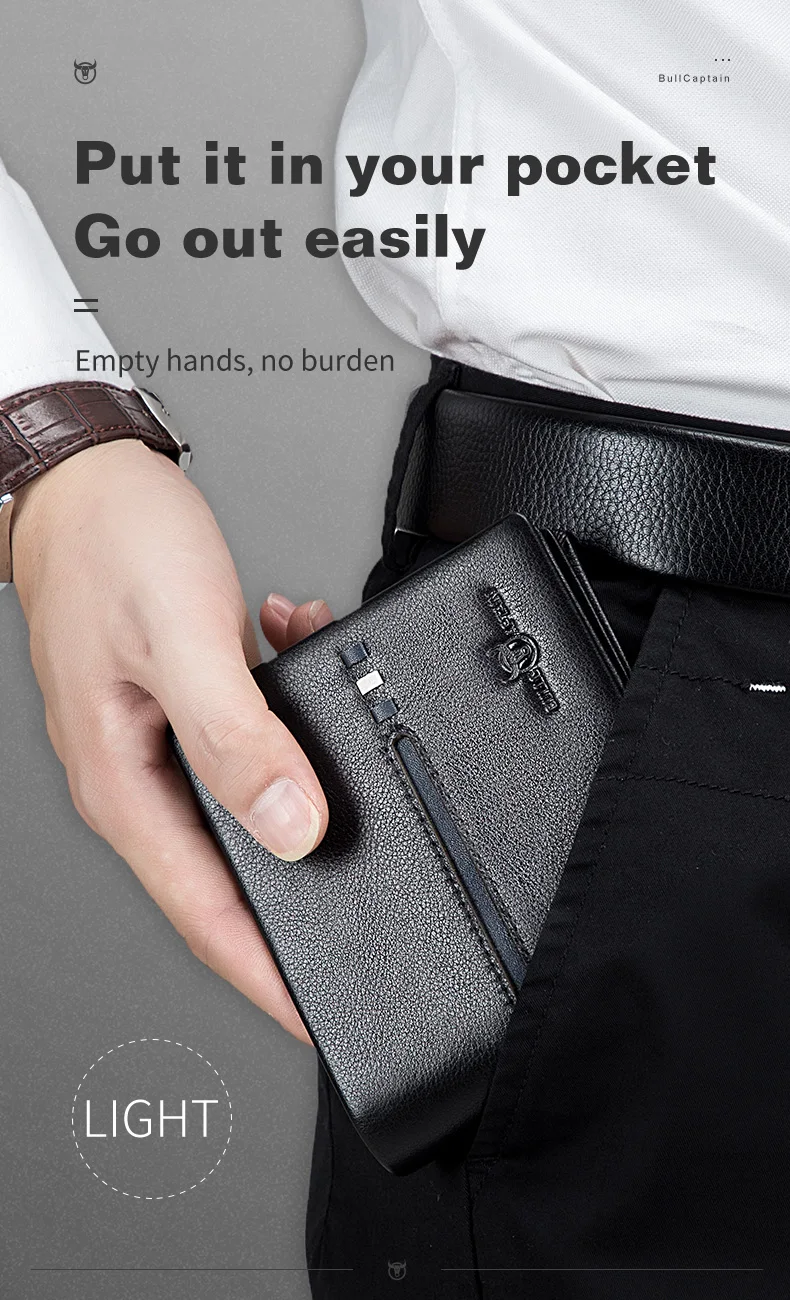 BULLCAPTAIN Echtes Leder Brieftasche Männlichen Marke Designer Business Brieftasche Multi-funktion Lagerung Geldbörse Rfid Karte Paket Brieftasche Männer – Detail 10