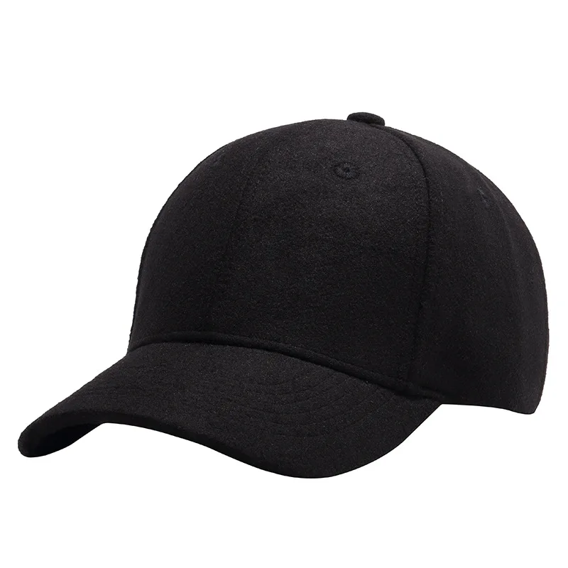 Men Big Head Baseball Cap,Black/Gray Color Adult Peaked Cap With Large Size Circumference 55-62cm Wool Hip Hop Hat