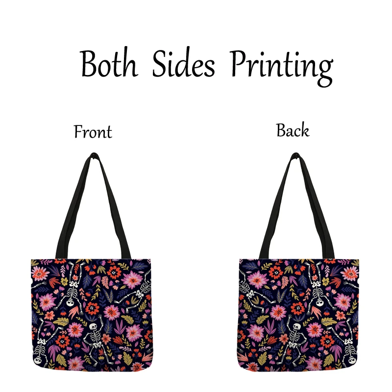 Fresh Flower Print Handbag Women Ladies Fashion Casual Tote Travel Shopping Bags for Grocery Supermarket