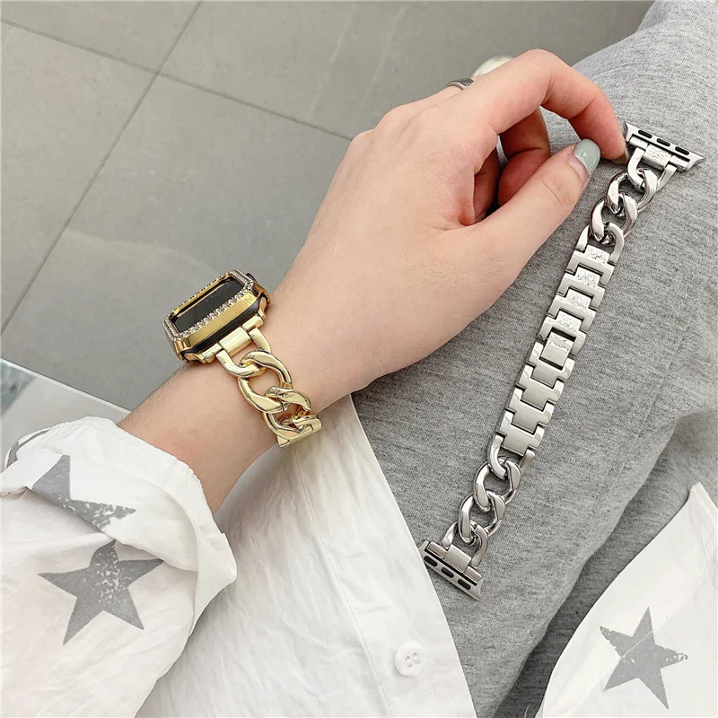 Fashion strap for apple watch 8 7 SE 6 5 4 3 2 1 of 38mm 40mm 41mm 42mm 44mm 46mm45mm 49mm stainless steel  watchband for Iwatch