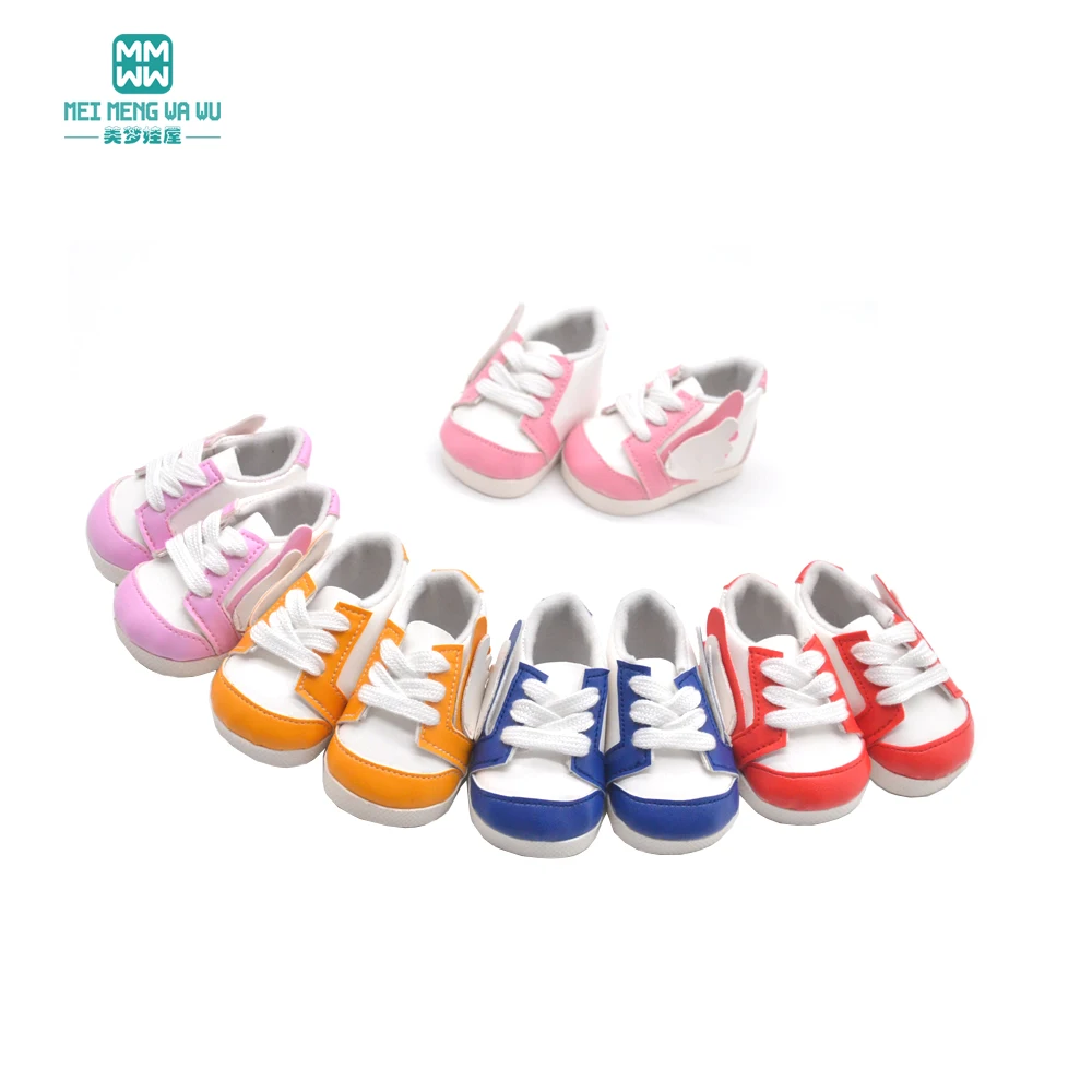 7cm Mini Doll accessories for 17inch Toy New Born doll and American doll Fashion candy-colored leather shoes Girl's gift