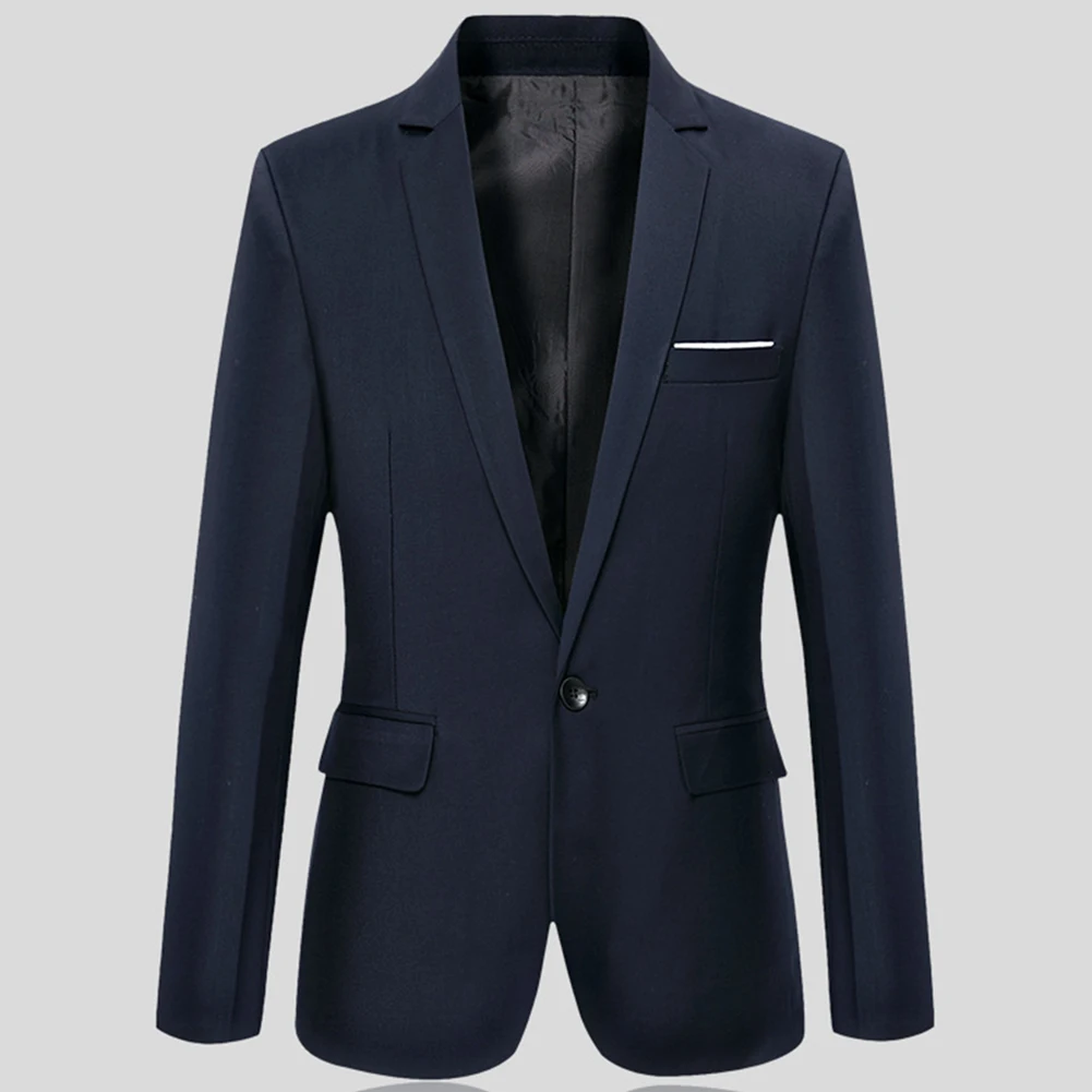 Mens Korean slim blazer Solid Color blazer Suit Office Jacket black blue plus size Male blazers Mens coat Wedding