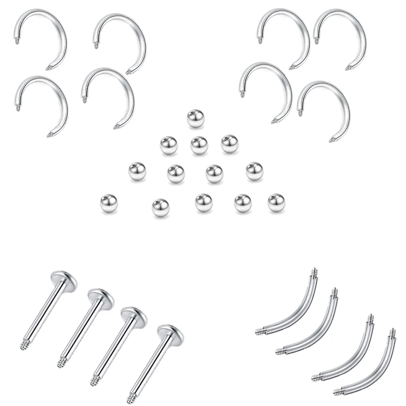 50Pcs  Hot Selling Steel Screw Ball Nail Piercing Nose Eyebrow Circle Screw Ball Replacement Accessories Body Jewelry