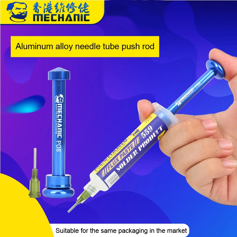 MECHANIC Alloy Solder Flux Dispenser Welding Oil Booster Syringe Type Solder Paste Needle Booster Welding Propulsion Tool