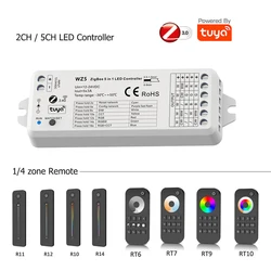 Zigbee Tuya 3.0 Controller Led Wireless 12V 24V Dim/CCT/RGBW/RGBCCT Strip 2.4G telecomando Alexa Google Home Voice Control