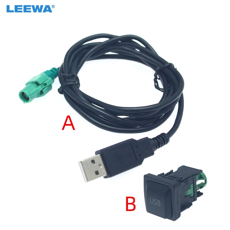 

LEEWA 10X Car Radio CD Player 145cm USB Audio Cable Adapter With Switch Button for Volkswagen USB Wire Cable #CA6221