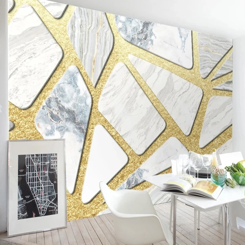 Custom Murals 3D Light Luxury Golden Marble Texture Creativity Wallpaper Living Room Bedroom Background Home Decor Papel De Pare