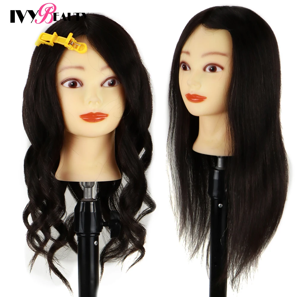 

Real Human Hair Mannequin Head For Salon Hairdressing Hair Style Practice Cosmetology Professional Styling Head Mannequins Head