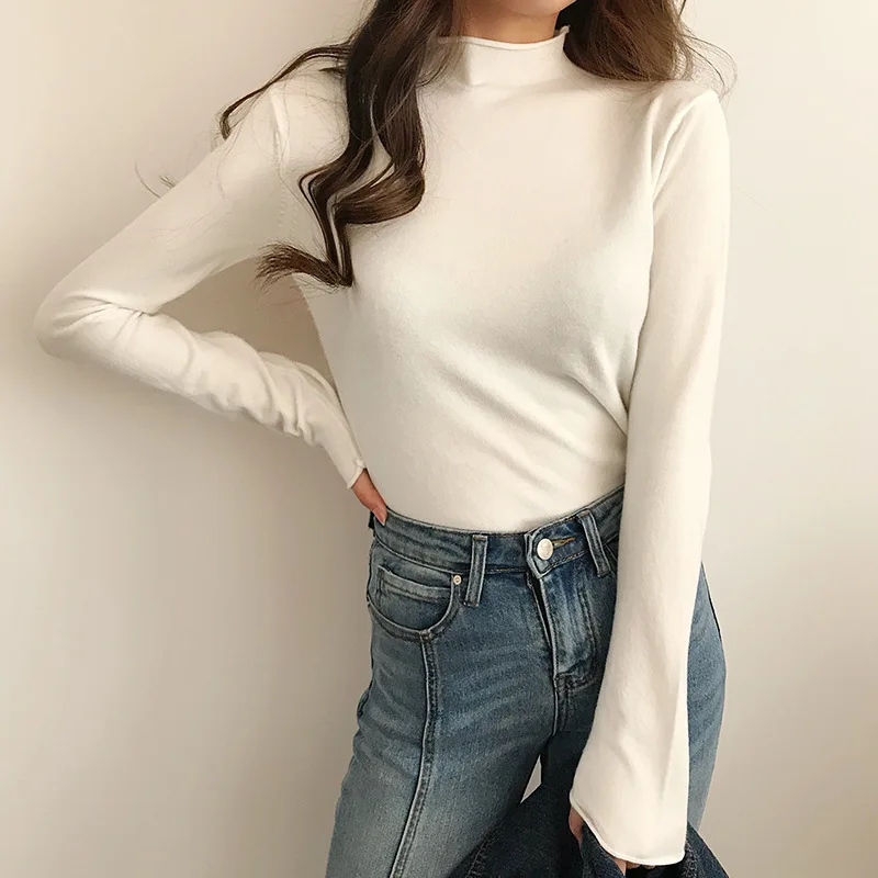 Autumn Winter Turtleneck Pullovers Sweaters Primer shirt long sleeve Short Slim-fit tight sweater New-coming