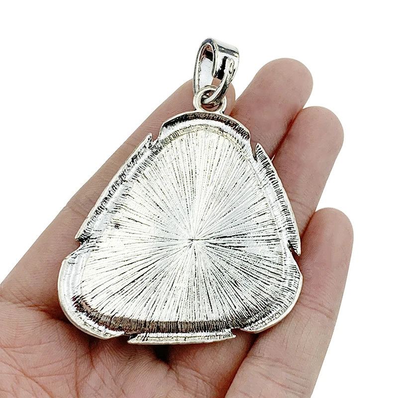 2 x Antique Silver Color Large Triangle Shape Faux Stone Charms Pendants for Necklace Jewellery Making Accessories 70x63mm