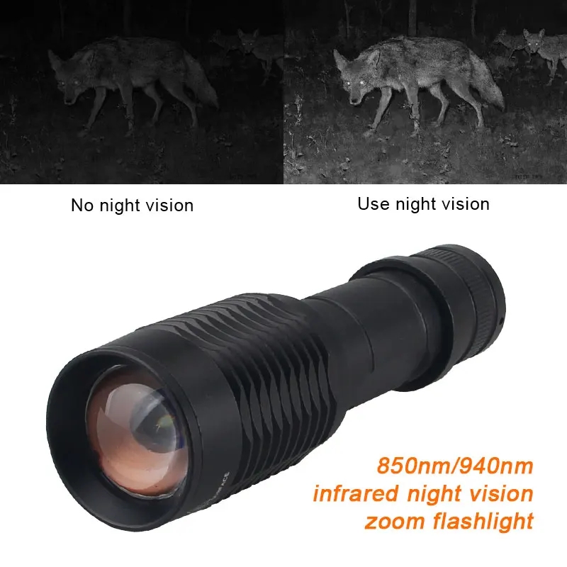 5W IR850NM Professional Night Vision Hunting Torch Tactical Infrared Radiation IR940NM Zoomable Waterproof Hunting Flashlight