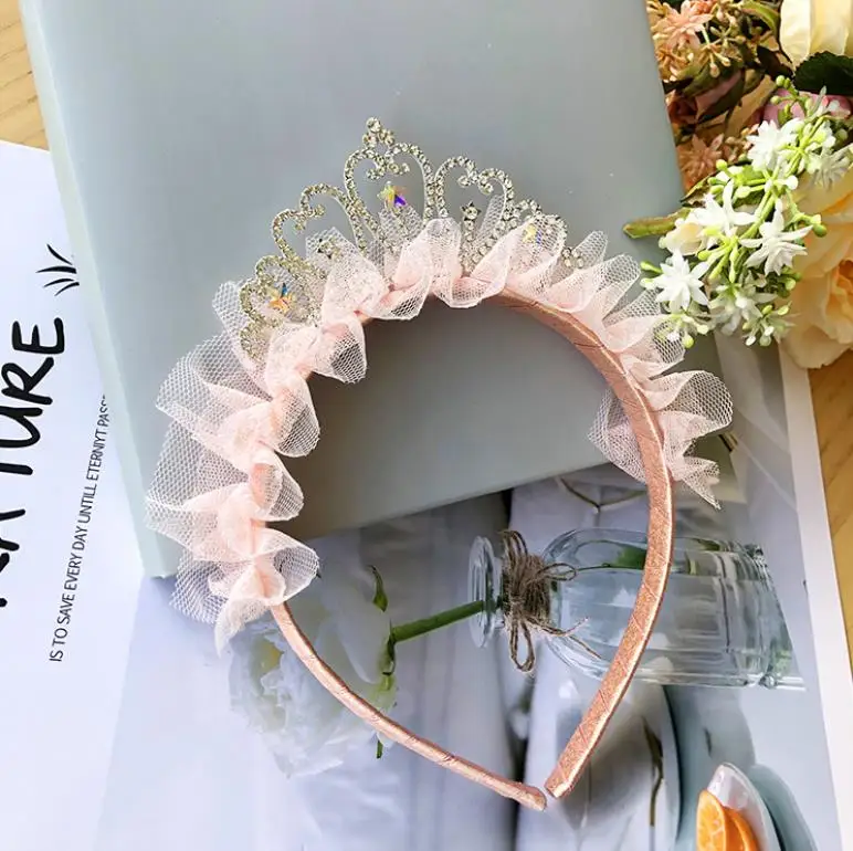 

New Fashion chiffon Girl Hair Accessories High Quality Princess Crown Hairband Hot Sales Children Lovely Headwear Hair Hoop K35