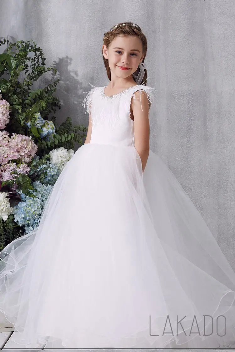 Girls Peagant Dress Junior Prom Dress Mini  Kids Birthday Party Dress First Communion Dresses Age 5-14 Years