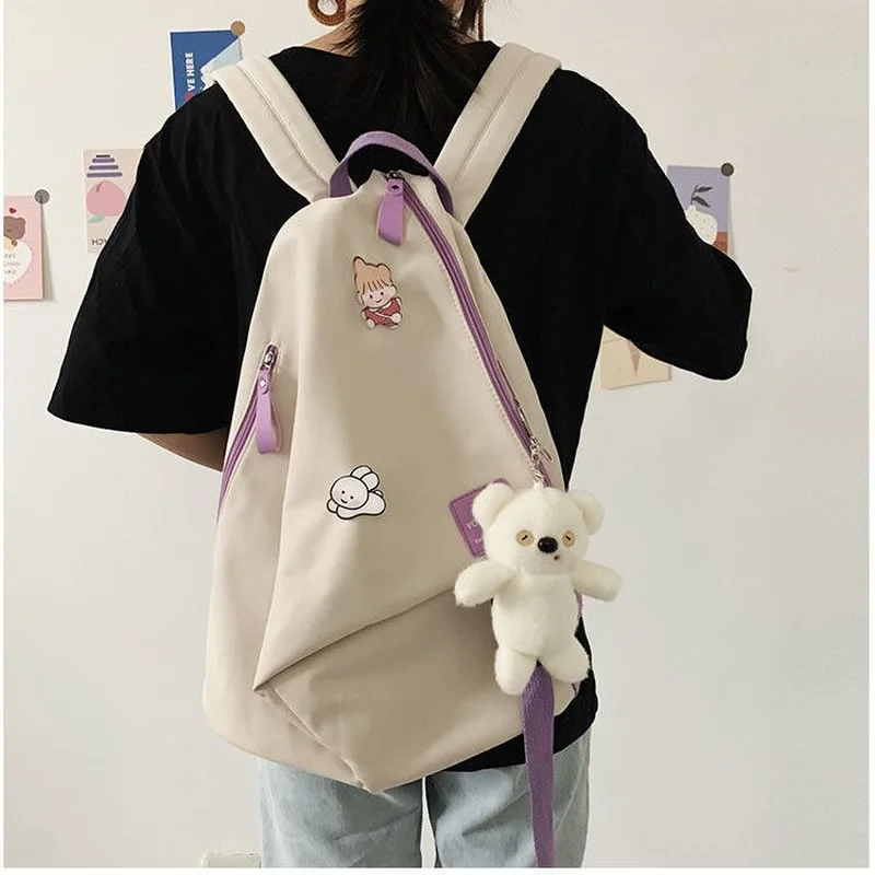 Backpacks Women Patchwork Designed Students School Canvas Bags Book Harajuku Unisex Ins College Ulzzang Big Capacity Rucksack