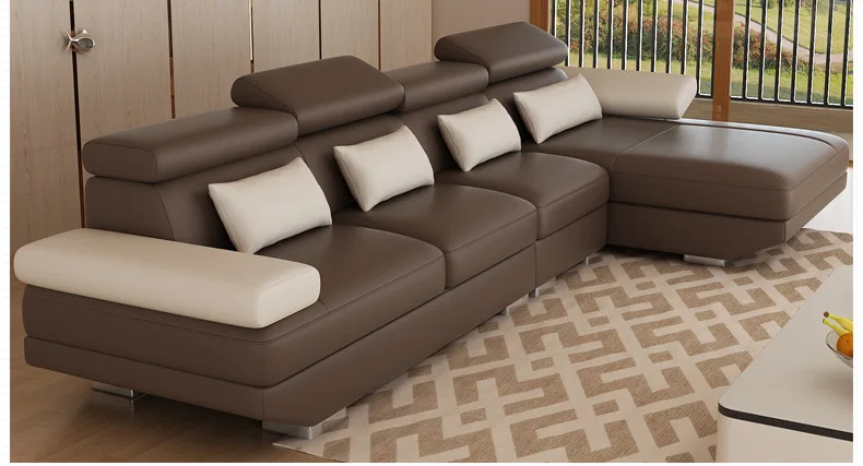 Living Room Sofa set corner sofa couch L shape sectional genuine real leather sectional sofas muebles de sala moveis para casa