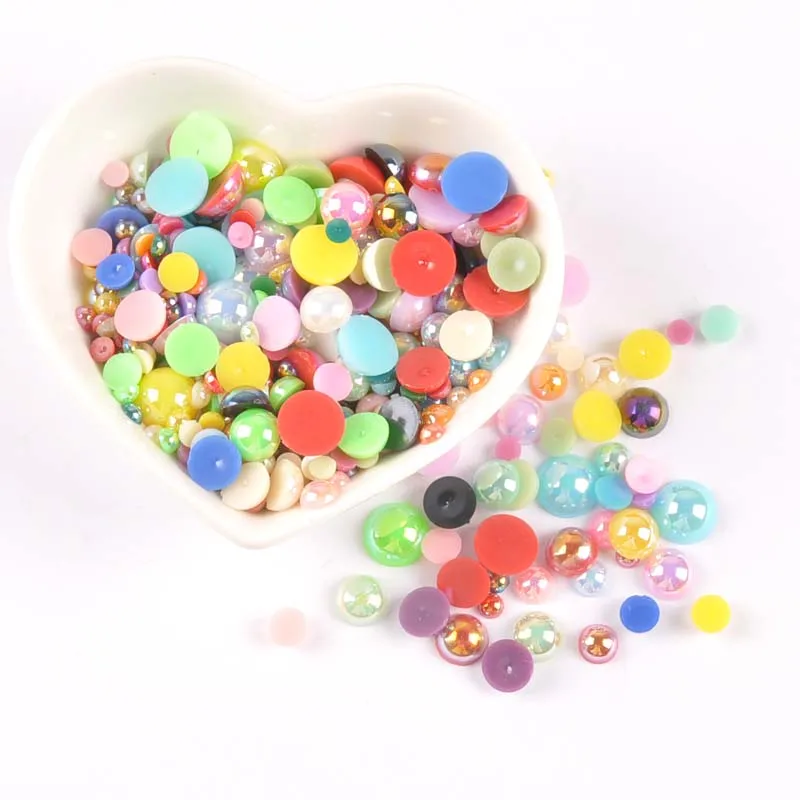 16colors AB color Half Round Pearl Beads Flatback cabochons Embellishments for Scrapbook Craft  3/4/5/6/8/10/12mm BMAB