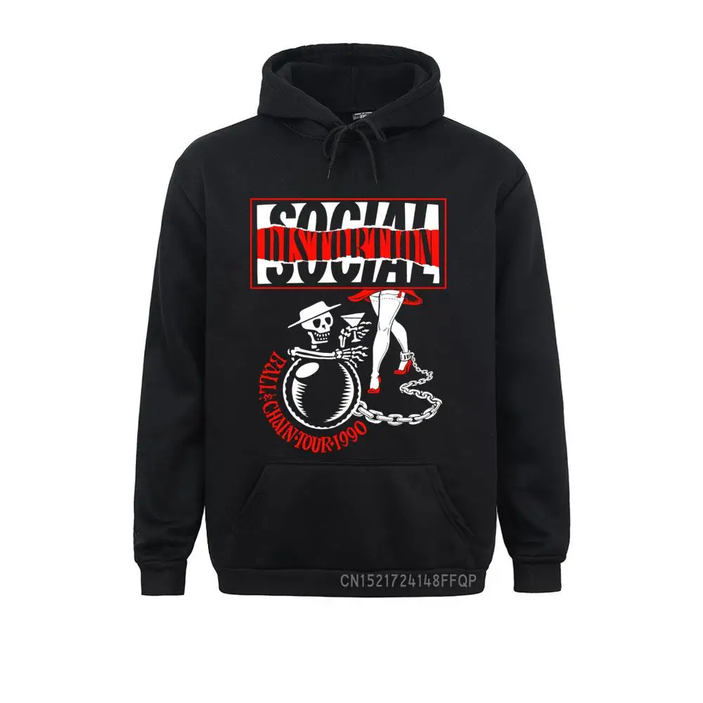 

Men Sweatshirt Social Distortion Ball And Chain Tour Fitted Sweats Cozy Mens Hoodie