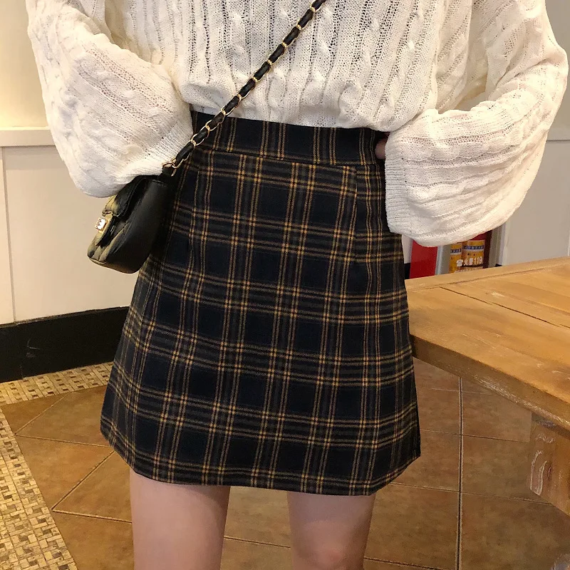 Skirts Women Retro Plaid Summer Mini Skirt A-line Ulzzang High Waist Students New Arrival Fashion Girls Female Stylish Fit 2XL