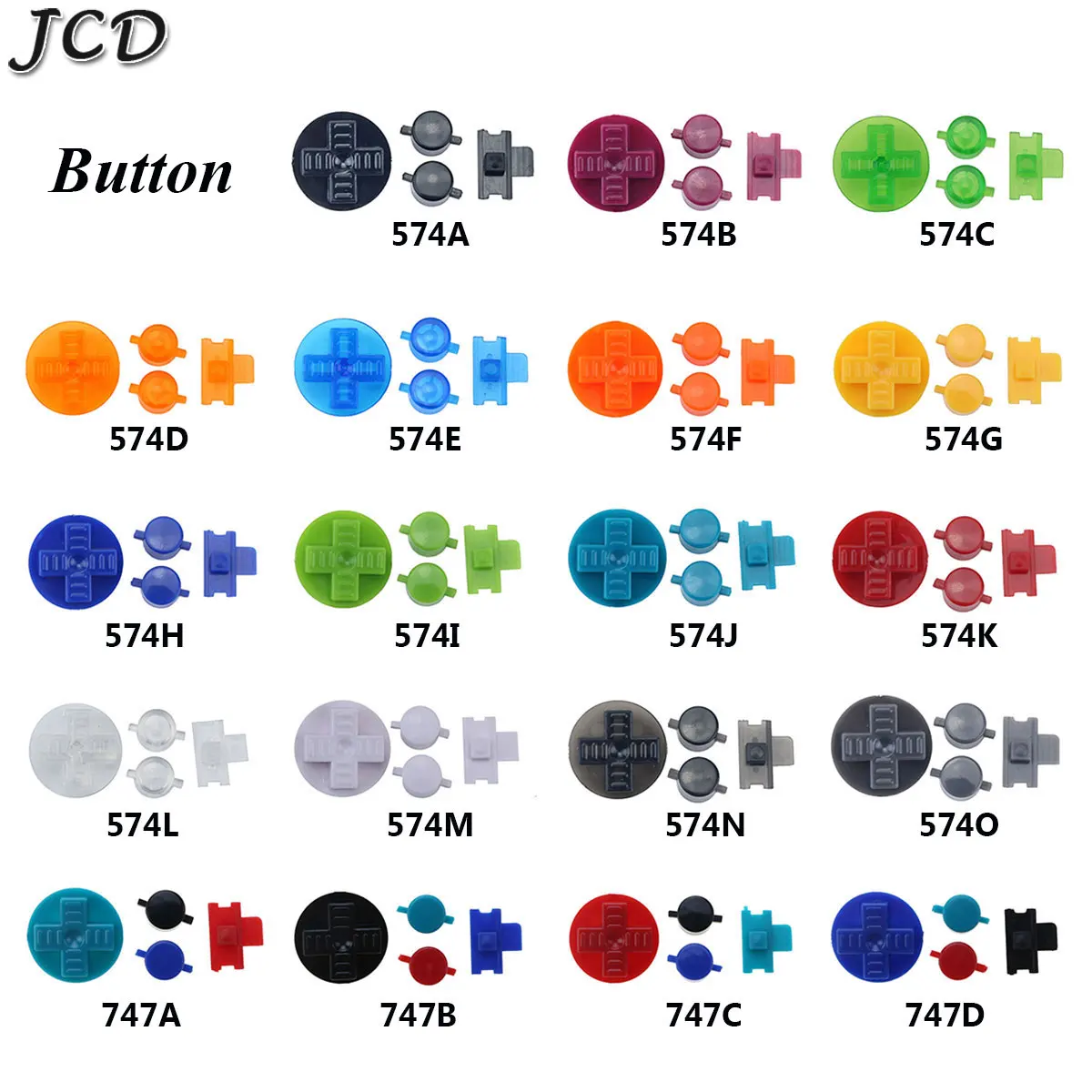 JCD Rubber Conductive D-pad Buttons for GameBoy Classic for GB DMG A B buttons DiIY Button Set Replacement