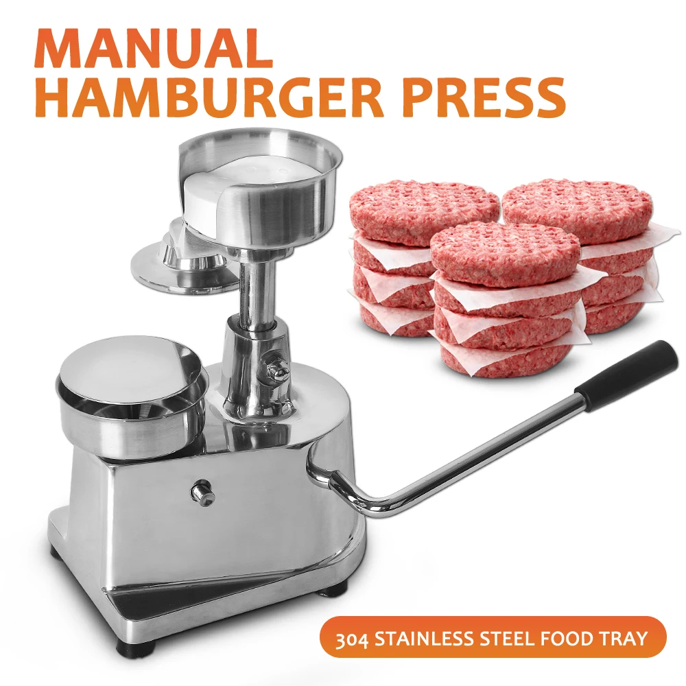 Burger Patty 100-150mm Manual Hamburger Press Maker Burger Forming Machine Round Meat Shape Processor Kitchen Beef Pie Mold Tool