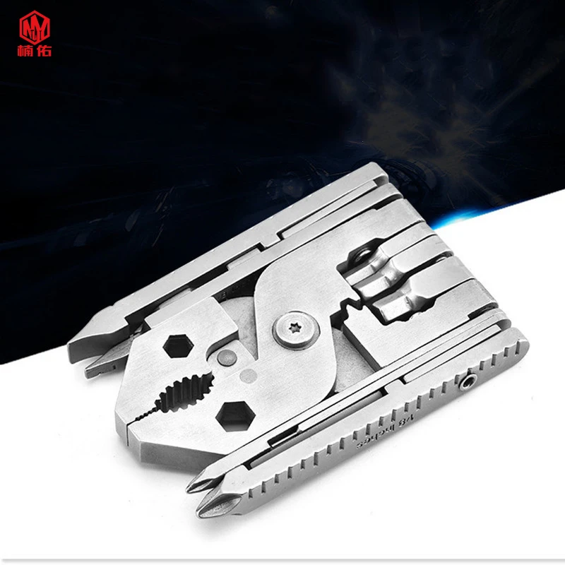 1PC Portable 25 in 1 Stainless Steel Folding Pliers Opener Ruler Mini Screwdriver Combination Kit Outdoor EDC Multitool