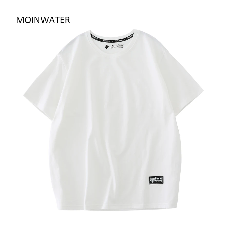 MOINWATER New Women Light Green Cotton T shirts for Summer Famle Simple Casual White Tees Lady Fashion Streetwear Tops MT22069