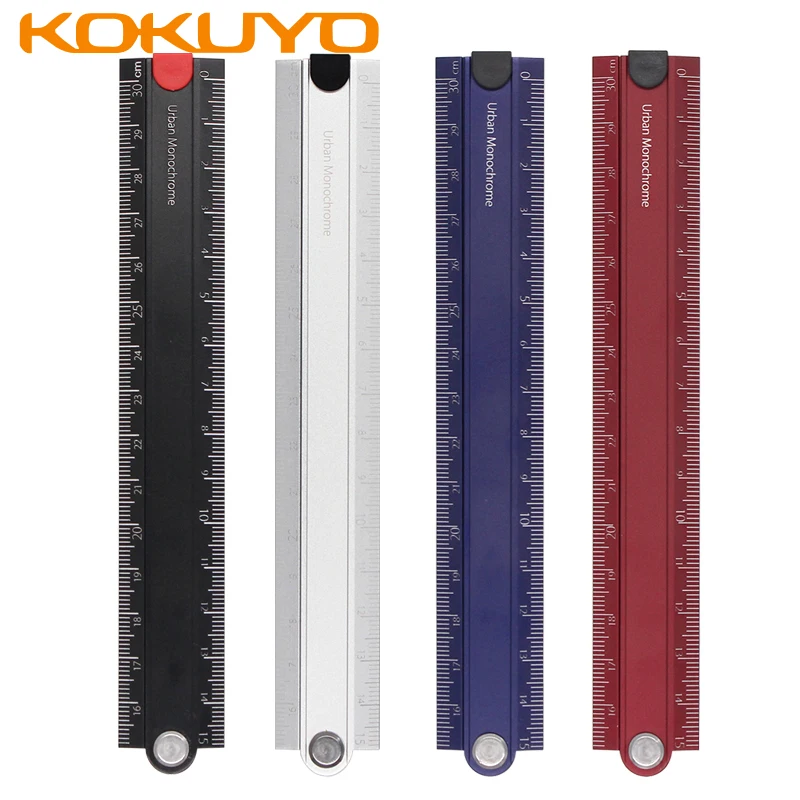 Japan KOKUYO folding aluminum ruler retro color primary school students with portable metal stainless steel ruler 15cm/30cm exam