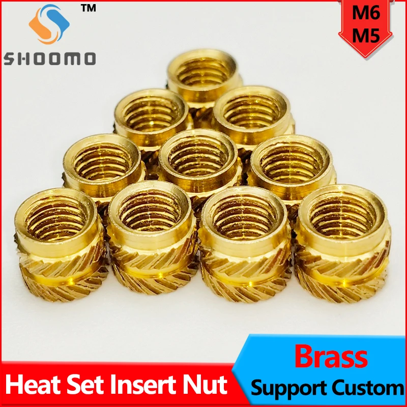 Knurled Brass Embedment Nuts M5 M6 Thread Heat Set Insert  for Printing 3D Printer Accessories Parts Support  20Pcs